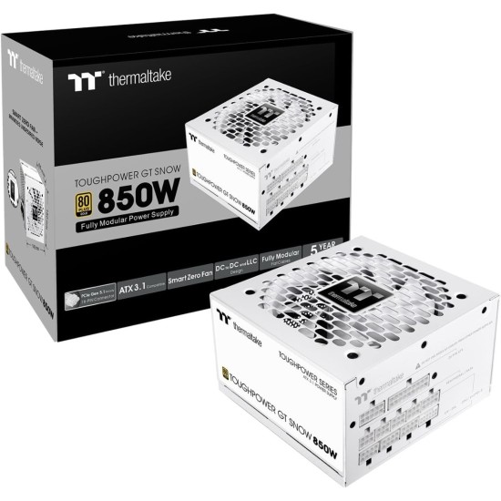 Thermaltake ToughPower GT Snow 850W 80 Plus Gold Power Supply (PCIe 5.1 & ATX 3.1) (PSU) Thermaltake ToughPower GT Snow 850W 80 Plus Gold Power Supply (PCIe 5.1 & ATX 3.1) (PSU)