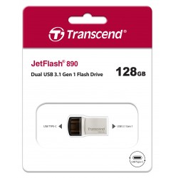 Transcend 128GB JetFlash 890 USB 3.0 Gen 1 OTG Pen Drive Silver