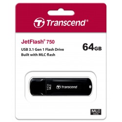 TRANSCEND 64GB JETFLASH 750 MLC USB 3.0 FLASH DRIVE BLACK