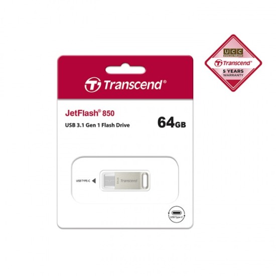 Transcend 64GB JetFlash 850 USB 3.0 Gen 1 Pen Drive Silver Transcend 64GB JetFlash 850 USB 3.0 Gen 1 Pen Drive Silver