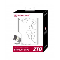 Transcend 2TB StoreJet 25A3 Portable Hard Disk Drive (HDD) White