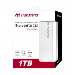 Transcend 1TB StoreJet 25C3S Portable Hard Disk Drive (HDD) Silver