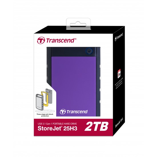 Transcend 2TB StoreJet 25H3 Portable Hard Disk Drive (HDD) Purple