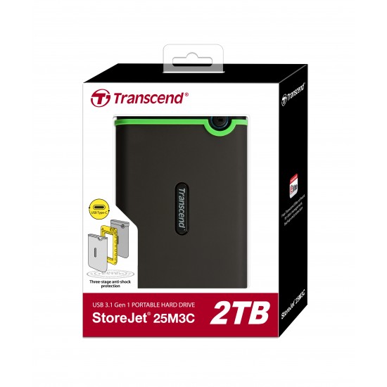 Transcend 2TB StoreJet 25M3C Portable Hard Disk Drive (HDD) Slim Type C