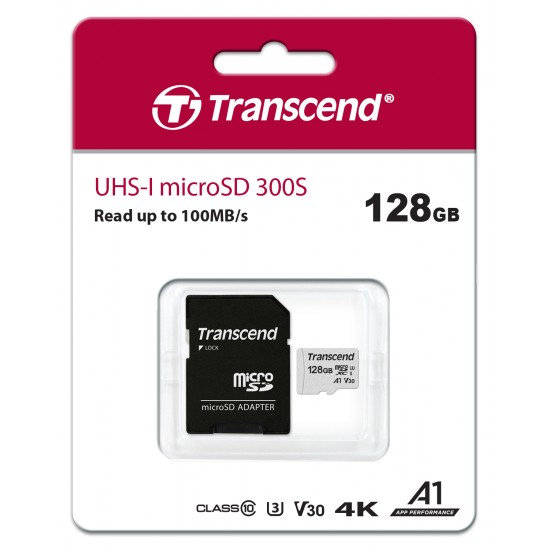 Transcend 128GB USD300S-A UHS-I U3A1 MicroSD Card With Adapter