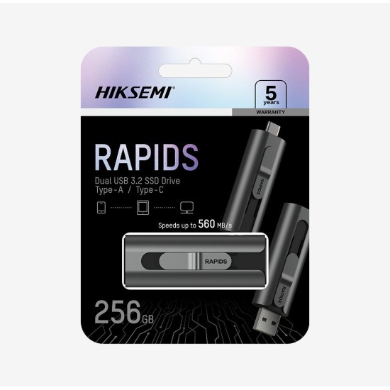Hiksemi RAPIDS 256GB USB 3.2 Type-A/Type-C Dual SSD Hiksemi RAPIDS 256GB USB 3.2 Type-A/Type-C Dual SSD