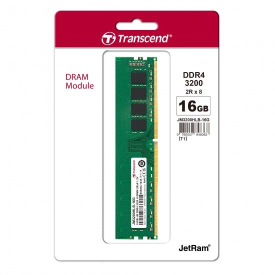 Transcend 16GB JM DDR4 3200Mhz U-DIMM 2Rx8 2Gx8 CL22 1.2V Desktop Ram