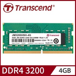 TRANSCEND 4GB JETRAM DDR4 3200MHZ SO-DIMM CL22 1.2V Laptop RAM