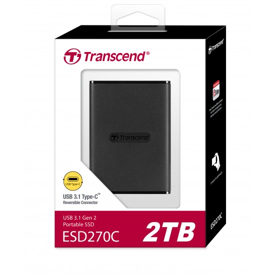 Transcend 2TB ESD270C USB 3.1 Gen 2 Type C External SSD