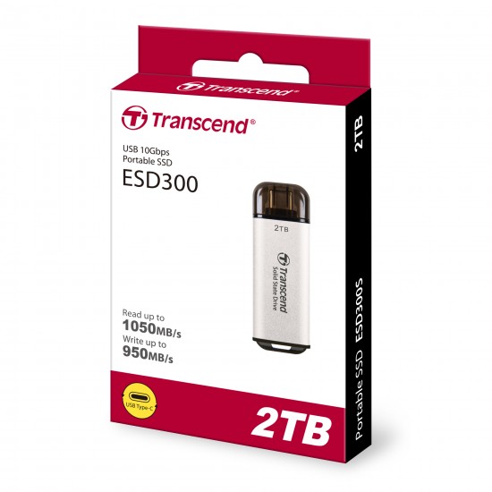 Transcend 2TB ESD300S Type C Portable SSD Silver